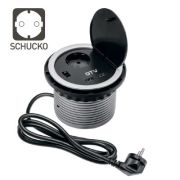 Удлинитель круглый врезной 1 розетка CHARGER AE-BPW1S2UCH-80 (Schucko),1xUSB, 5V, 2A, провод 1,5м,