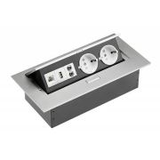 Удлинитель для офиса прямоугольный (2 розетки, USB, Ethernet, Audiojack in/out)