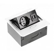 Удлинитель врезной AVARO 1 розетка AE-PB1SAVA-10 (Schuko), 2xUSB, белый, с проводом 1,5 метра