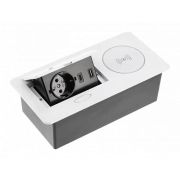 Удлинитель врезной AVARO PLUS 1 розетка AE-PB1SAVAP-53 (Schuko), 2xUSB A+C, индукционная зарядка 5W, белый, с проводом 1,5 метра