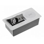 Удлинитель врезной AVARO PLUS 1 розетка AE-PB1SAVAP-53 (Schuko), 2xUSB A+C, индукционная зарядка 5W, серый, с проводом 1,5 метра