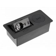 Удлинитель врезной AVARO PLUS 1 розетка AE-PB1SAVAP-20 (Schuko), 2xUSB A+C, индукционная зарядка 5W, черный, с проводом 1,5 метра