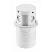 Удлинитель выдвижной COMFORT PLUS 4 розетки AE-BPW4S120P-10 (Sсhuko), 2xUSB, 2xRJ45, индукционная зарядка 5W, белый с проводом 1,5 метра