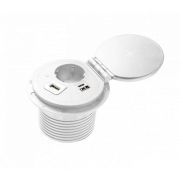 Удлинитель круглый врезной 1 розетка CHARGER PLUS AE-BPW1SACP-20 (Schuko), 2xUSB A+C, HDMI, RJ45, белый, с проводом 1,5 метра