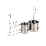 Полка на рейлинг со стаканами для столовых приборов с крючками, хром