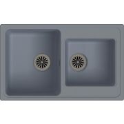 EWIGSTEIN Мойка кварц  Elegant 80D  2-чаши  780*480мм, СЕРЫЙ МЕТАЛЛИК