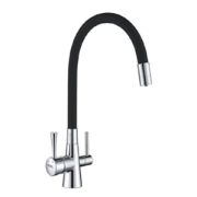 Кухонный смеситель LAUTE T60003BH-2 под фильтр с гибким изливом, хром/черный