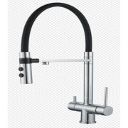 Кухонный смеситель LAUTE T61403B под фильтр с магнитным фиксатором излива, хром/черный
