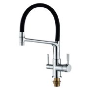 Кухонный смеситель LAUTE T61303B под фильтр, с гибким изливом, черный/хром