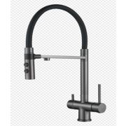 Кухонный смеситель LAUTE T61403BY под фильтр с магнитным фиксатором излива, графит/черный