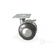 Опора колесная 320B декоративная D51мм с тормозом, с площадкой для крепления к мебели